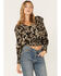 Revel Women's Floral Smocked Waist Top, Black, hi-res