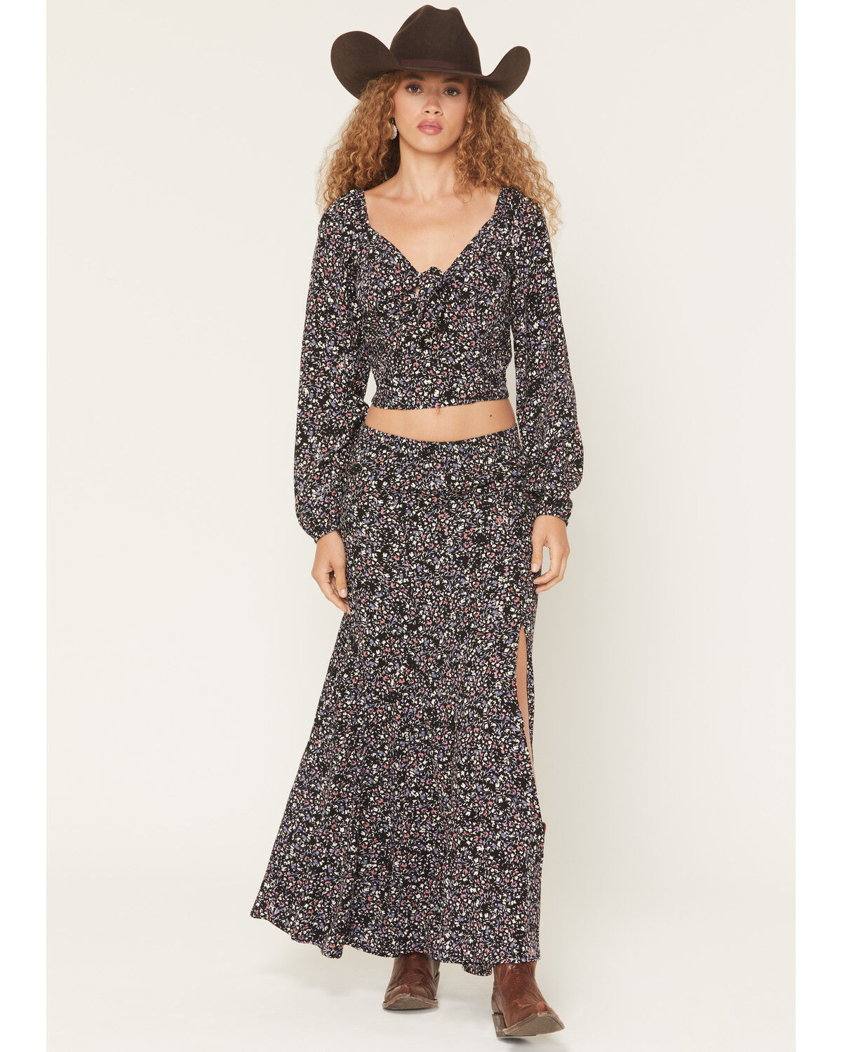 Idyllwind Women's Ridgepoint Ditsy Floral Print High Slit Maxi Skirt