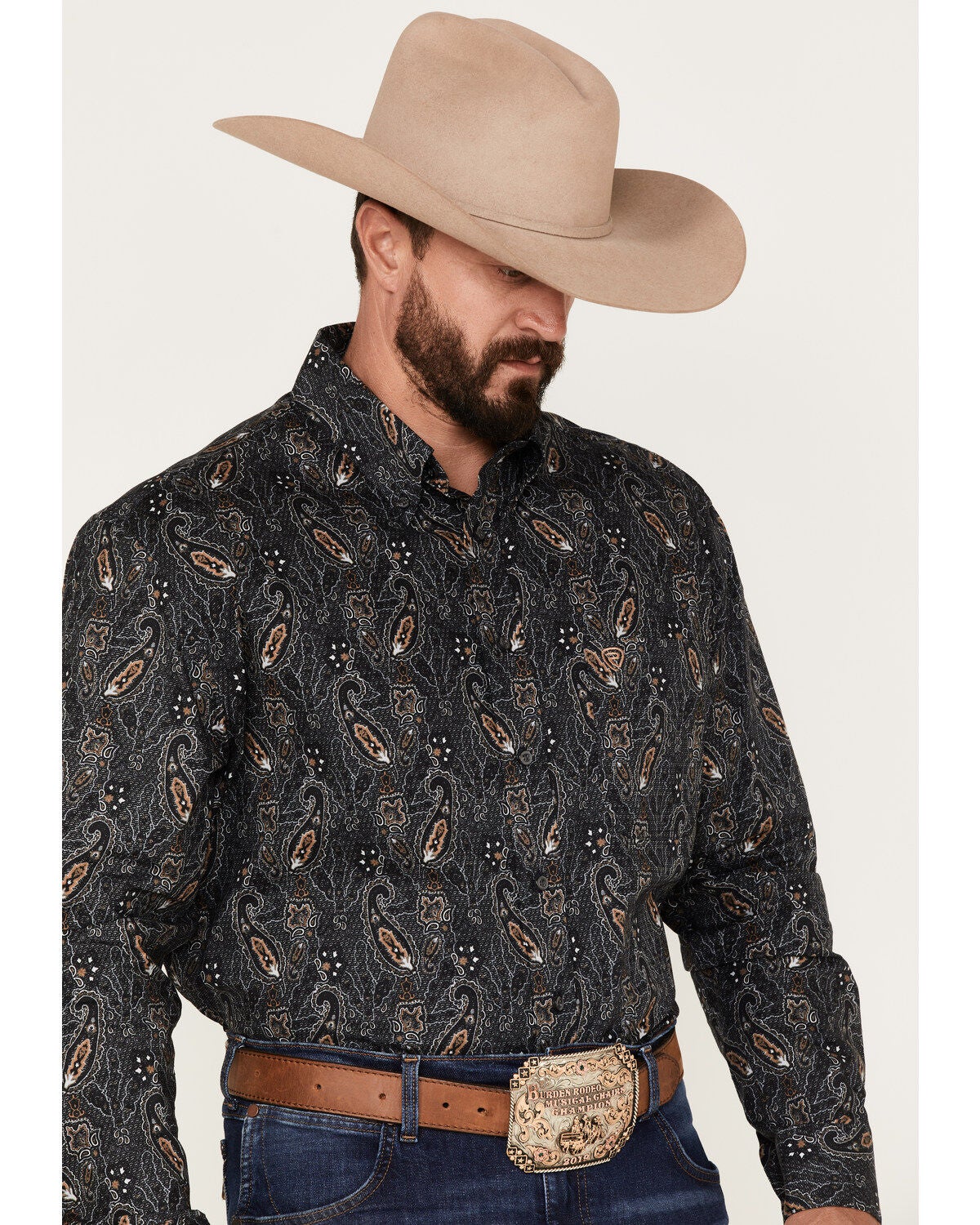 Image #2 - Rock & Roll Denim Men's Paisley Stretch Long Sleeve Button Down Shirt, , hi-res