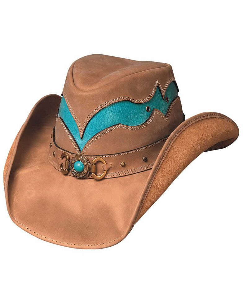 Bullhide Women's Cascade Range Leather Hat, Camel, hi-res
