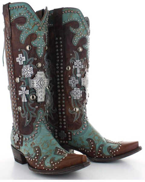 Image #2 - Old Gringo Double D Ranch Ammunition Turquoise Cowgirl Boots - Snip Toe, , hi-res