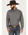 Image #1 - Wrangler Men's Micro Geo Print Long Sleeve Button-Down Western Shirt - Big, Black, hi-res