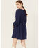 Image #4 - Yura Women's Long Sleeve Peasant Mini Dress, Navy, hi-res