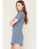 Image #2 - Blue B Women's Boot Barn Exclusive Embroidered Short Sleeve Snap Denim Mini Dress, Medium Wash, hi-res