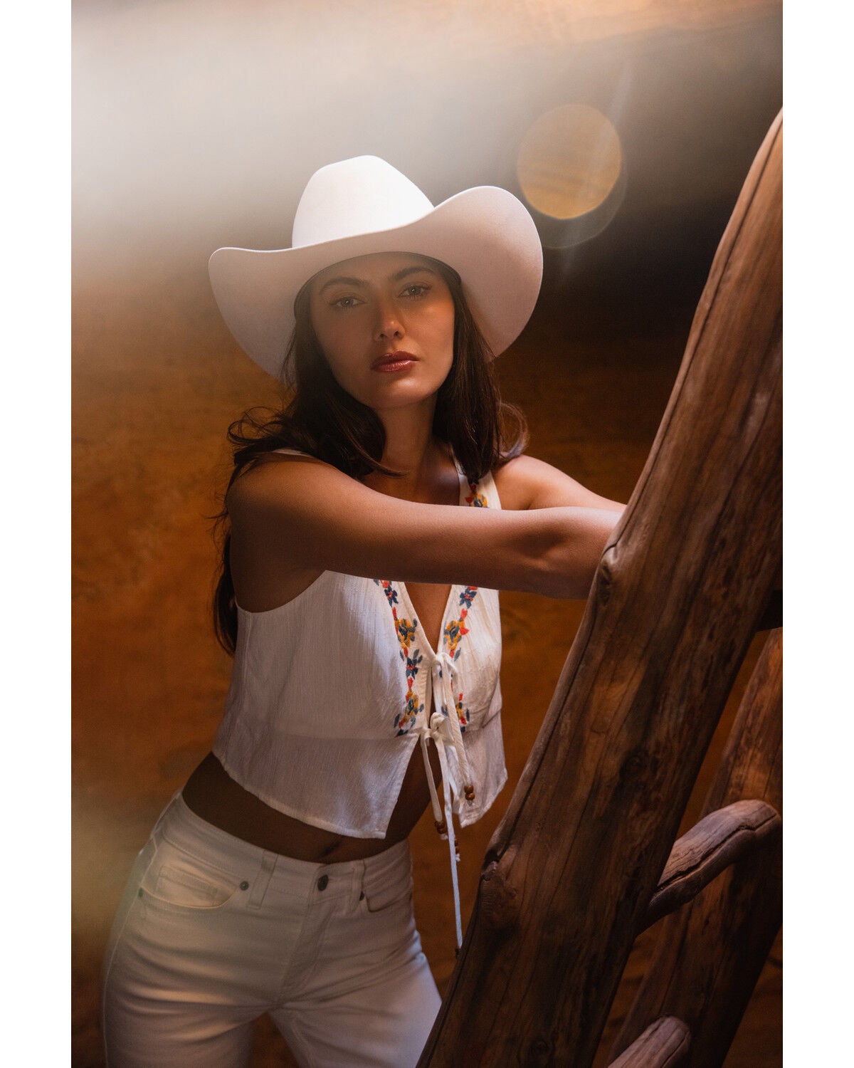 Shyanne Women's Embroidered Tie-Front Tank Top, Cream, hi-res