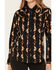 Image #3 - Ely & Walker Women's Boot Barn Exclusive Floral Striped Long Sleeve Snap Western Shirt, Black, hi-res