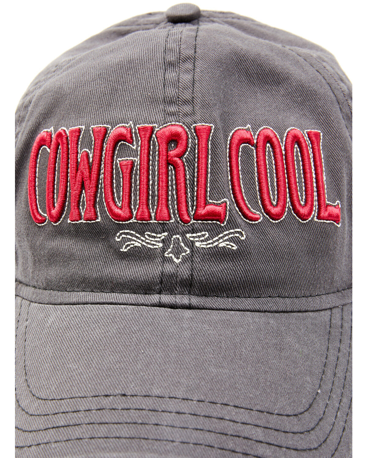 Image #2 - Shyanne Women's Cowgirl Cool Embroidered Solid Back Ball Cap, Grey, hi-res