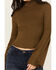 Image #3 - Shyanne Women's Rib Knit Mock Neck Bell Sleeve Top, Forest Green, hi-res