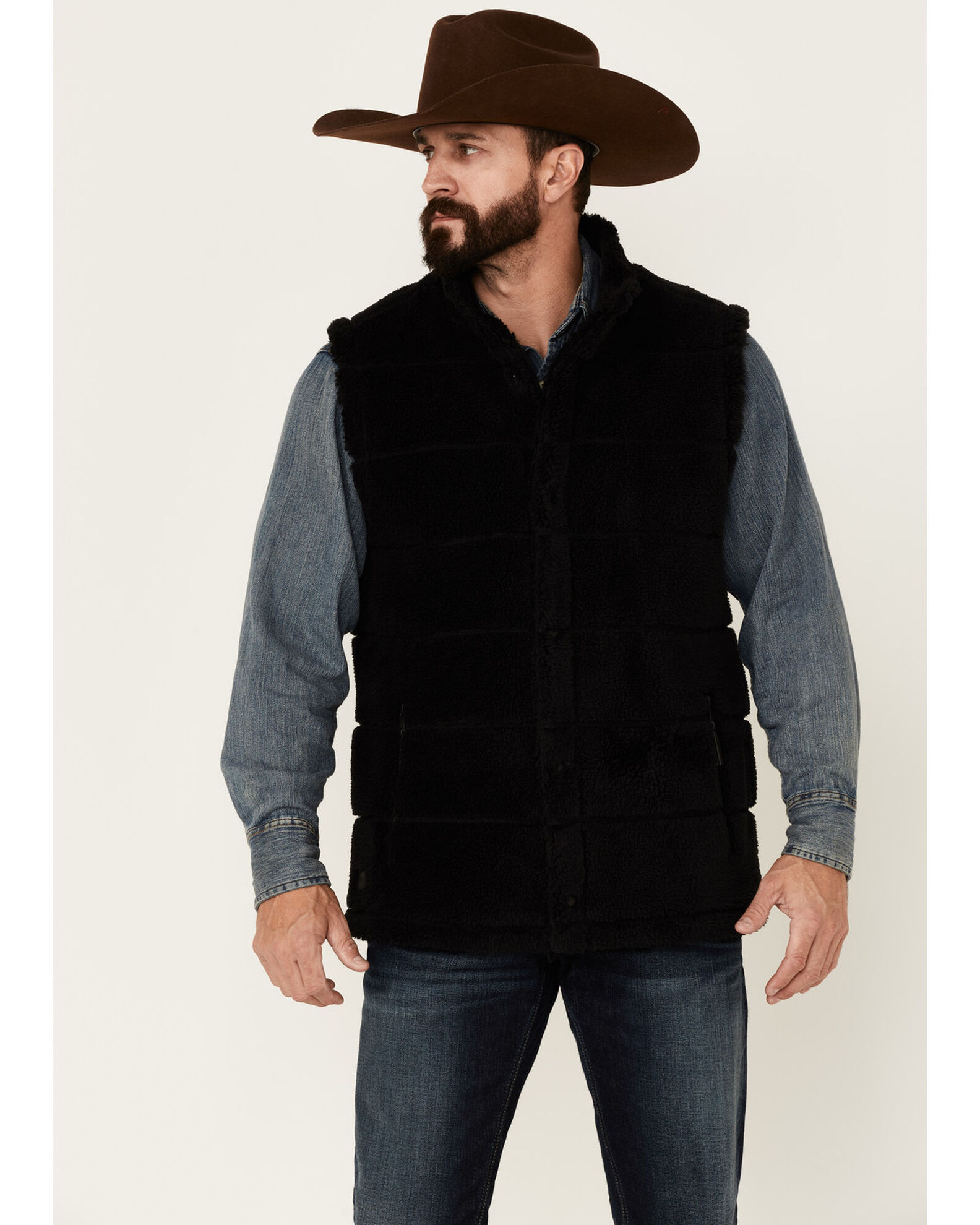 Men s Cody James Mesa Quilted Snap Front Sherpa Vest