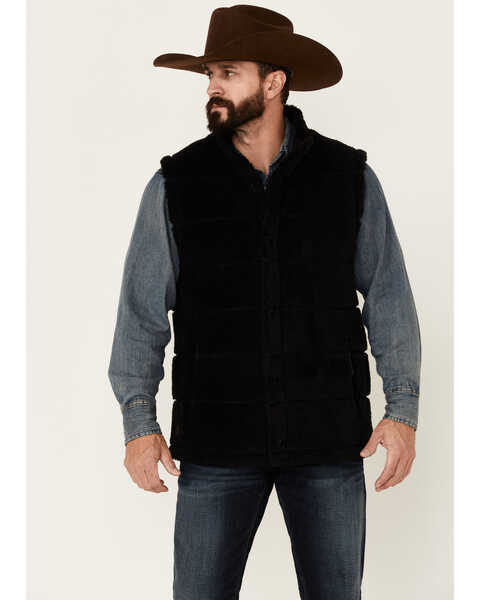 Cody James Men's Mesa Quilted Snap-Front Sherpa Vest , Black, hi-res