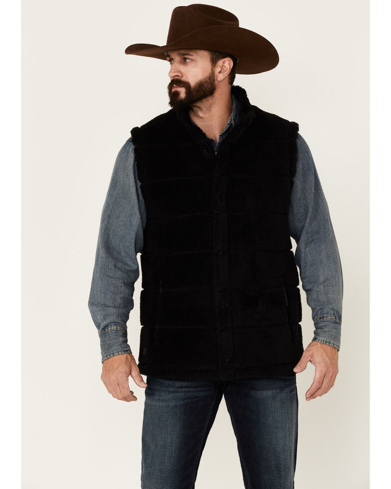 Cody James Men's Black Mesa Quilted Snap-Front Sherpa Vest , Black, hi-res