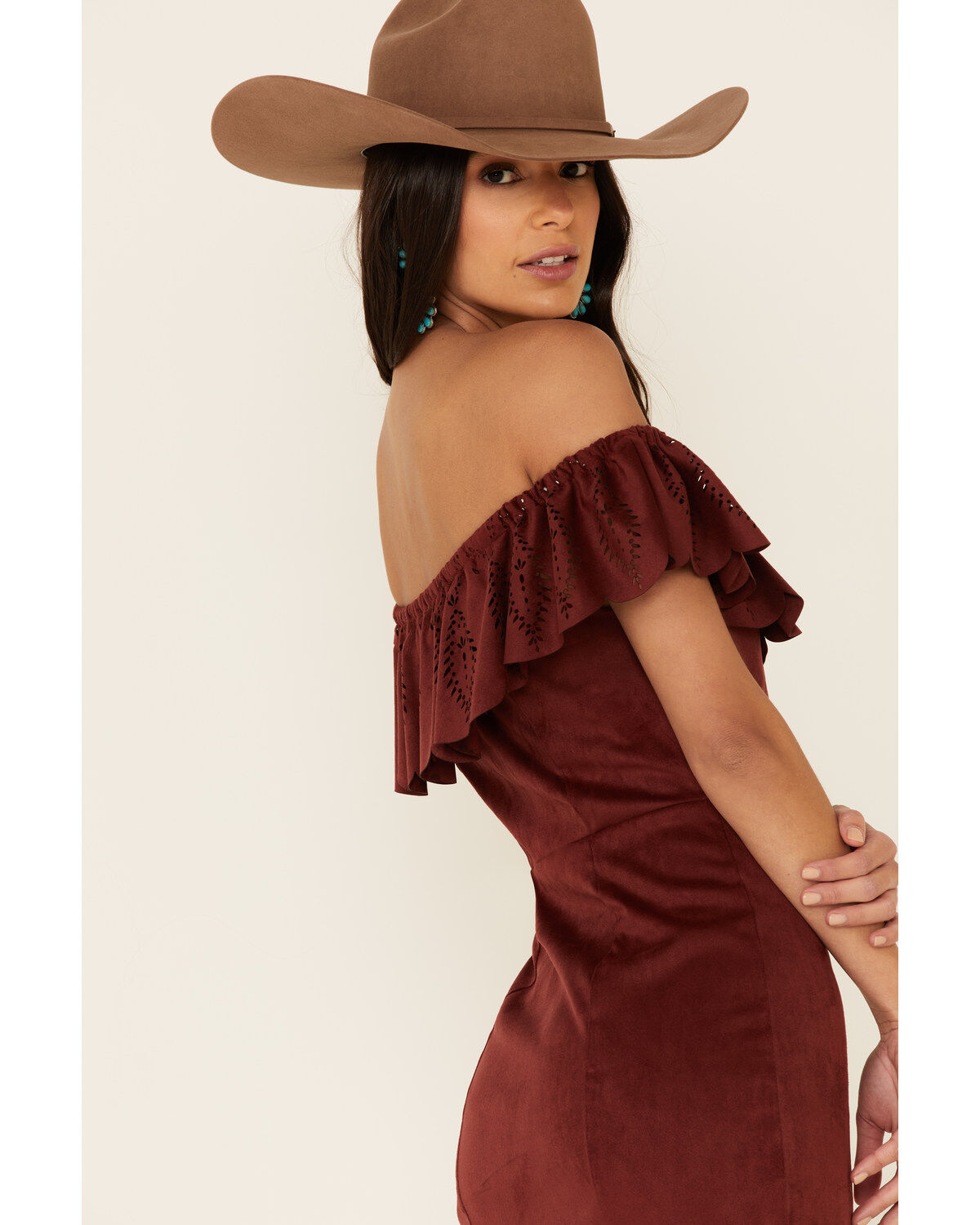 Image #5 - Shyanne Women's Off-Shoulder Faux Suede Dress, , hi-res