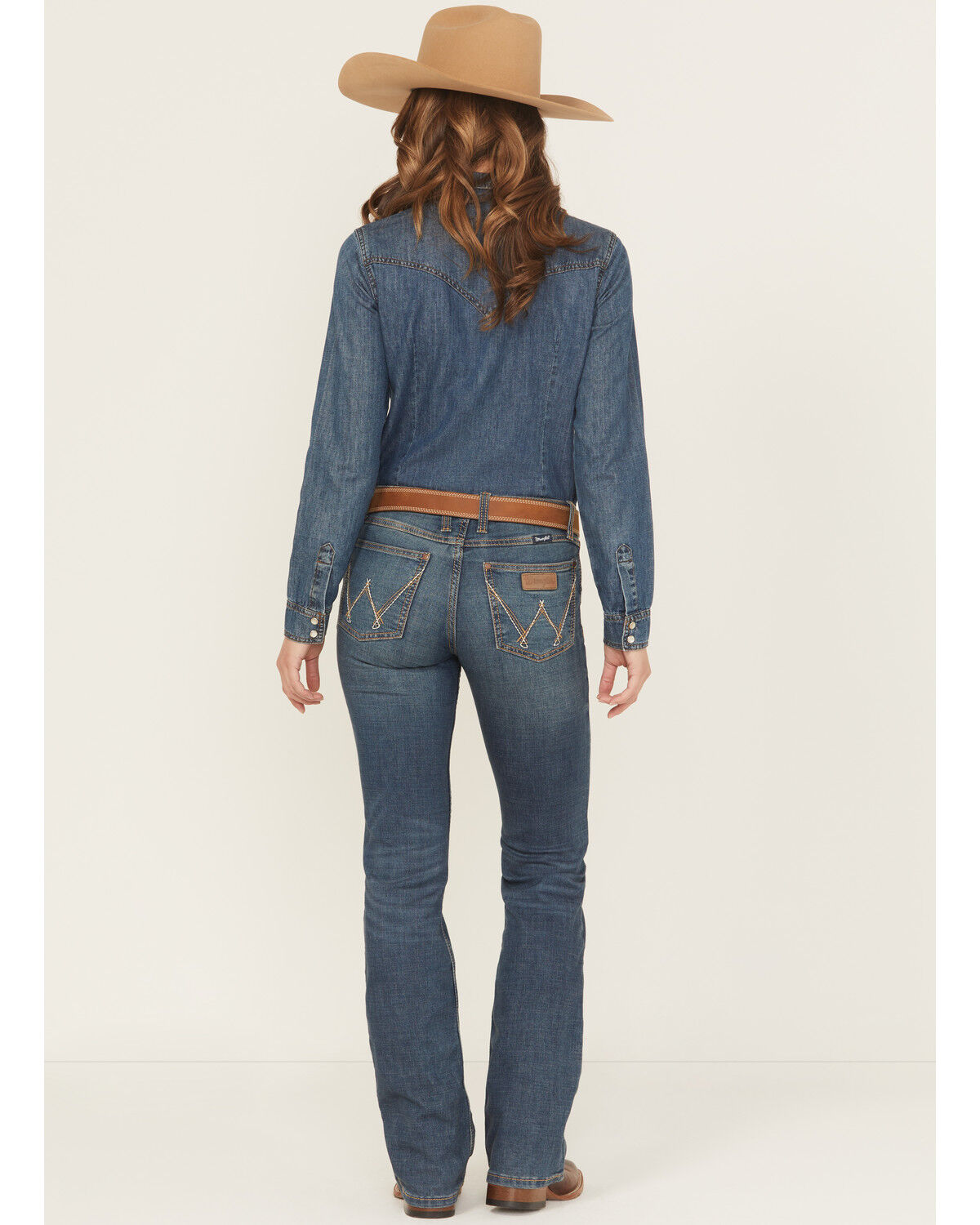 Image #1 - Wrangler Women's Mae Premium Patch Boot Cut Jeans, Blue, hi-res