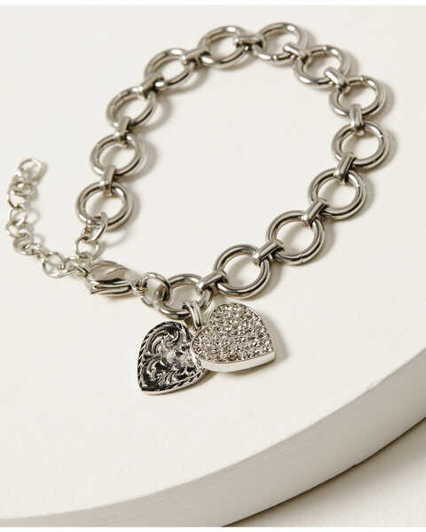 Image #2 - Montana Silversmiths Women's Country Charm Duo Heart Bracelet, Silver, hi-res