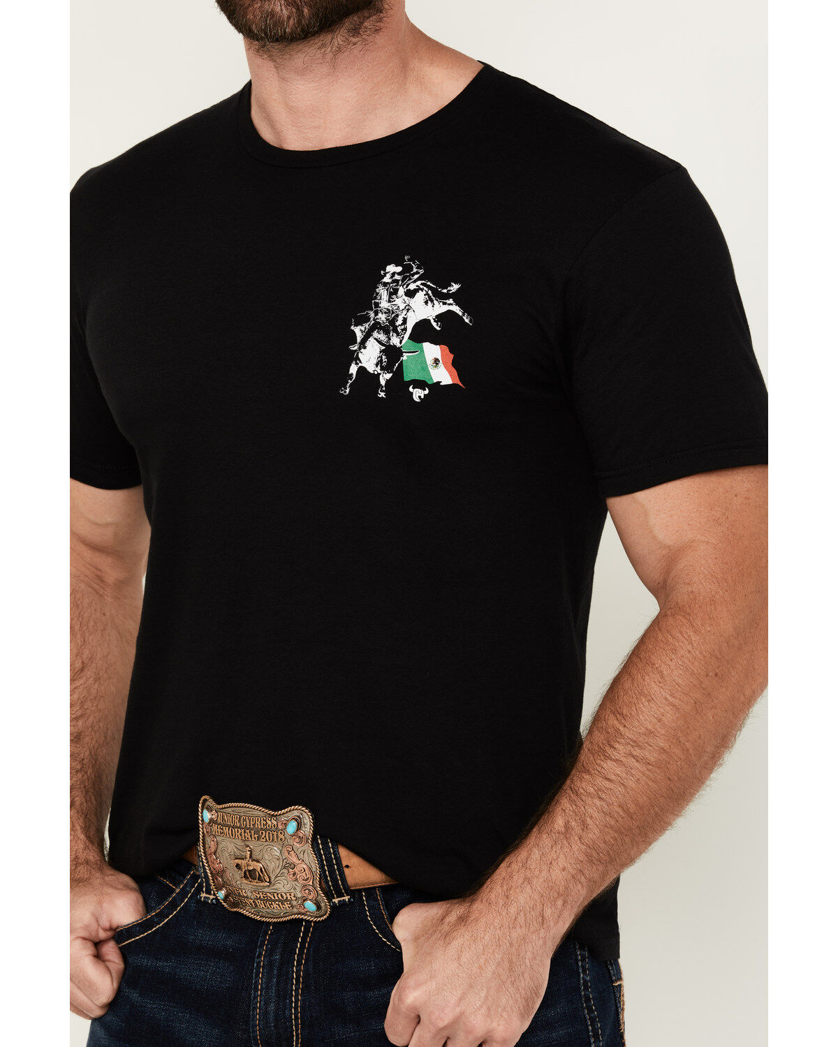 Image #3 - Cowboy Hardware Men's Mexico Flag Short Sleeve Graphic T-Shirt, Black, hi-res