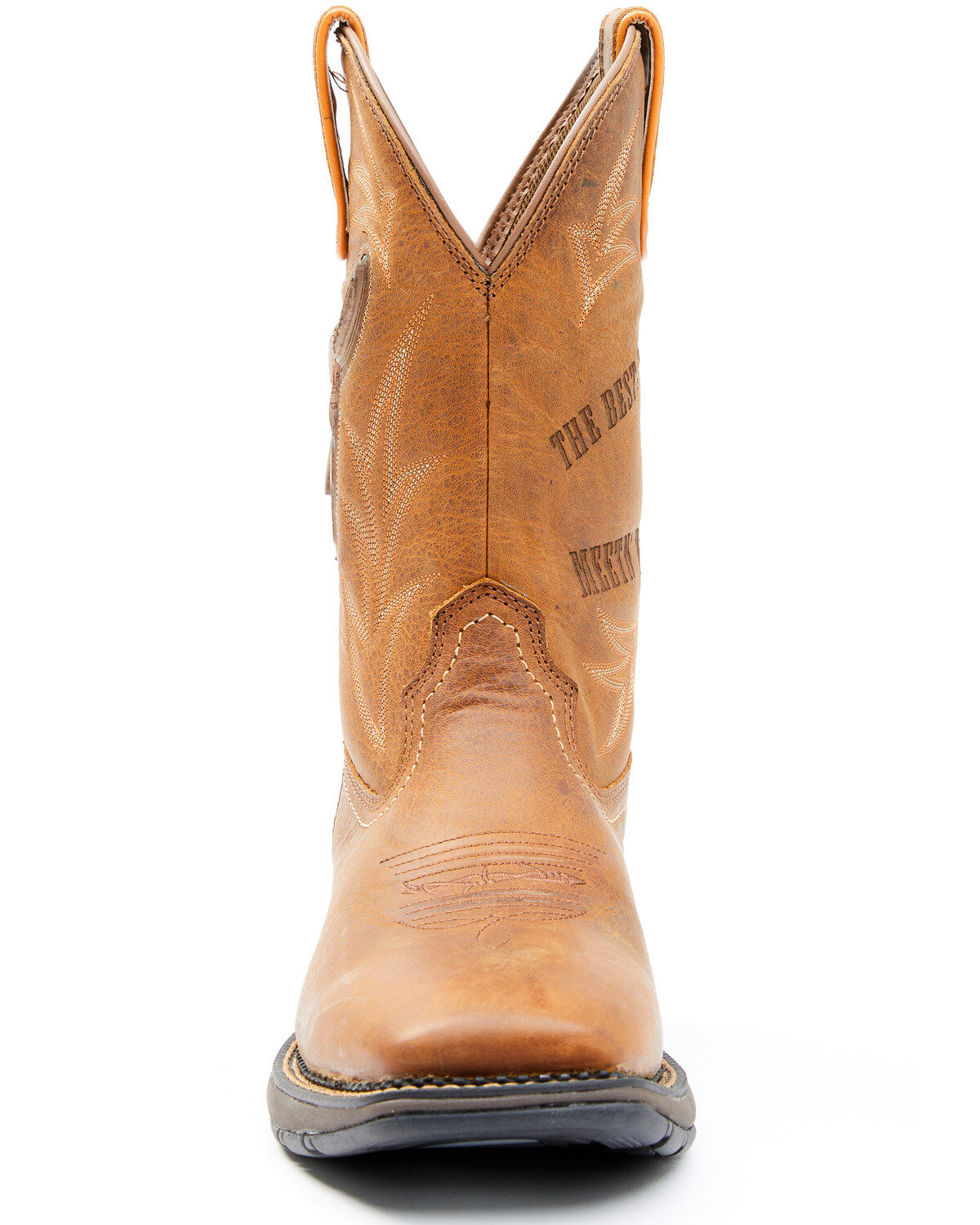 Image #4 - Brothers and Sons Men's Skull Western Performance Boots - Broad Square Toe, Tan, hi-res
