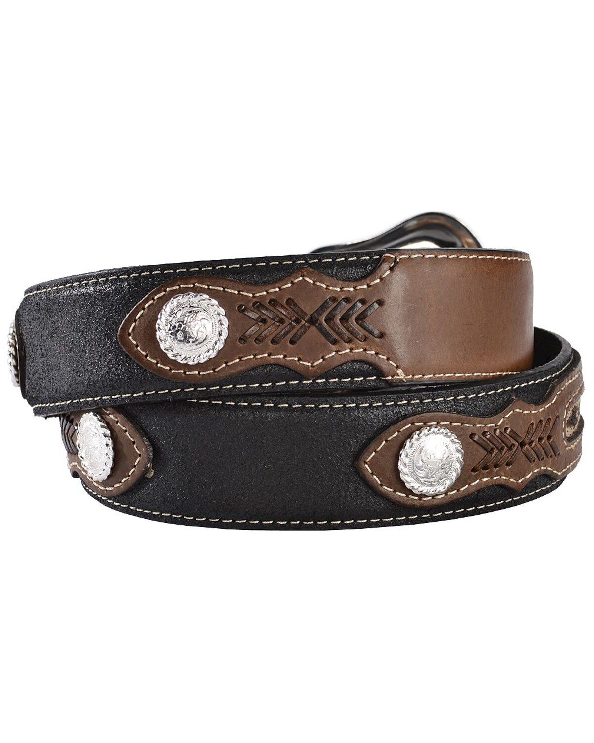 Image #2 - Cody James Men's Ribbon Inlay Leather Belt, Black, hi-res