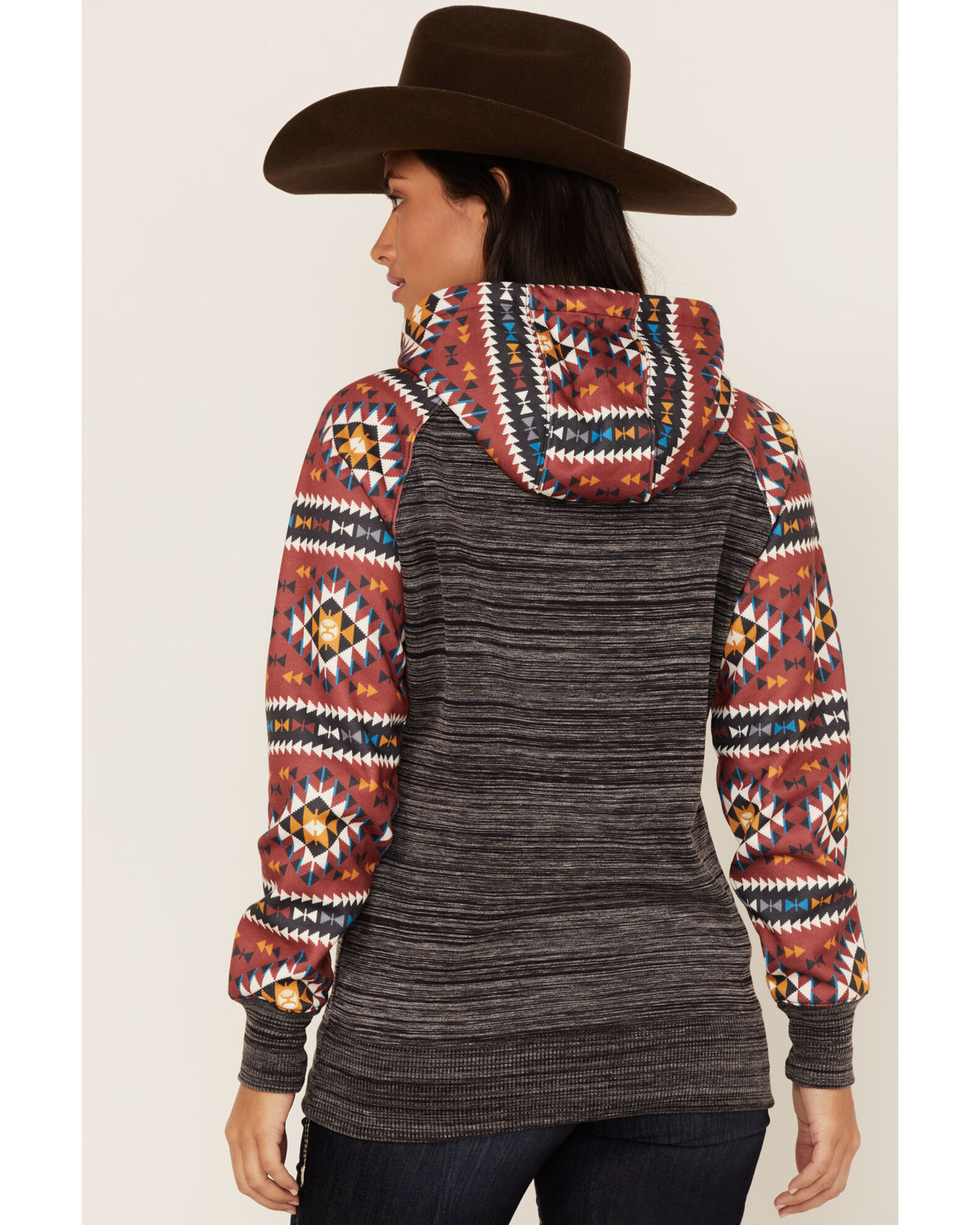 Product Name Hooey Women's Southwestern Contrast Print Summit Hoodie