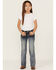 Image #1 - Grace In LA Little Girls' Medium Wash Floral Pocket Stretch Bootcut Jeans , Blue, hi-res