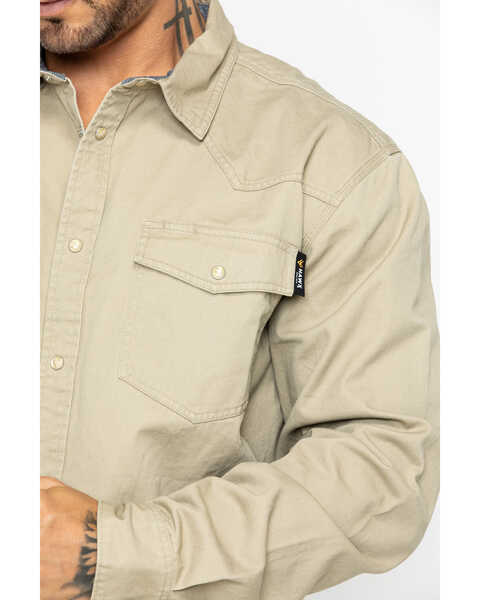 Image #3 - Hawx Men's Khaki Twill Snap Long Sleeve Western Work Shirt - Big , Beige/khaki, hi-res