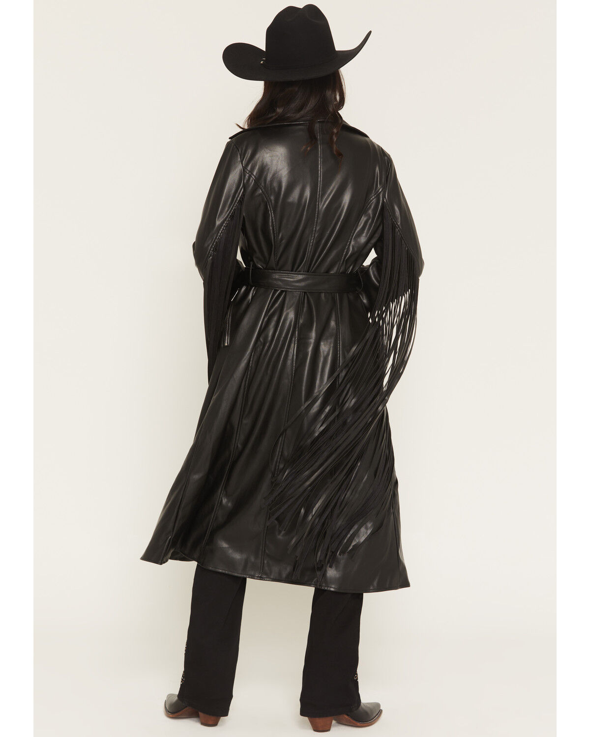 Image #4 - Azalea Wang Women's Fringe Faux Leather Coat, Black, hi-res