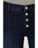 Image #2 - Sneak Peek Women's Dark Wash Mid Rise Exposed Button-Fly Stretch Trouser Jeans, Dark Wash, hi-res