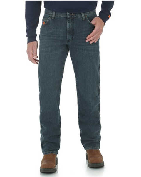 Wrangler Men's Medium Wash Regular Fit Work Jeans , Blue, hi-res