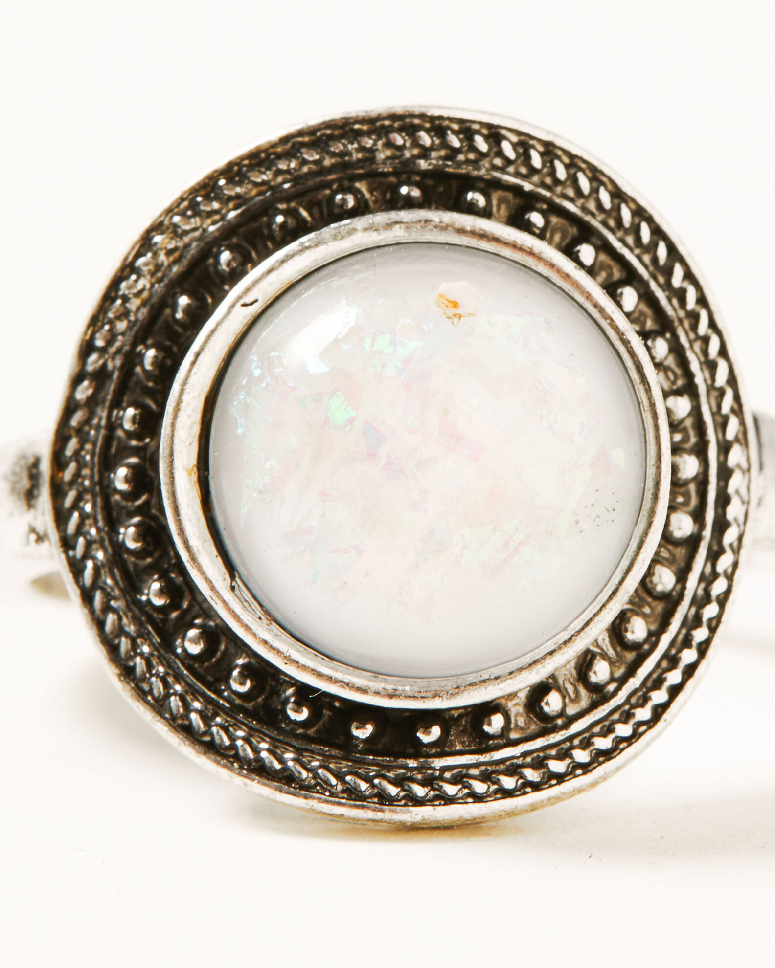 Prime Time Jewelry Women's Pink Marble & Silver Statement Ring Set