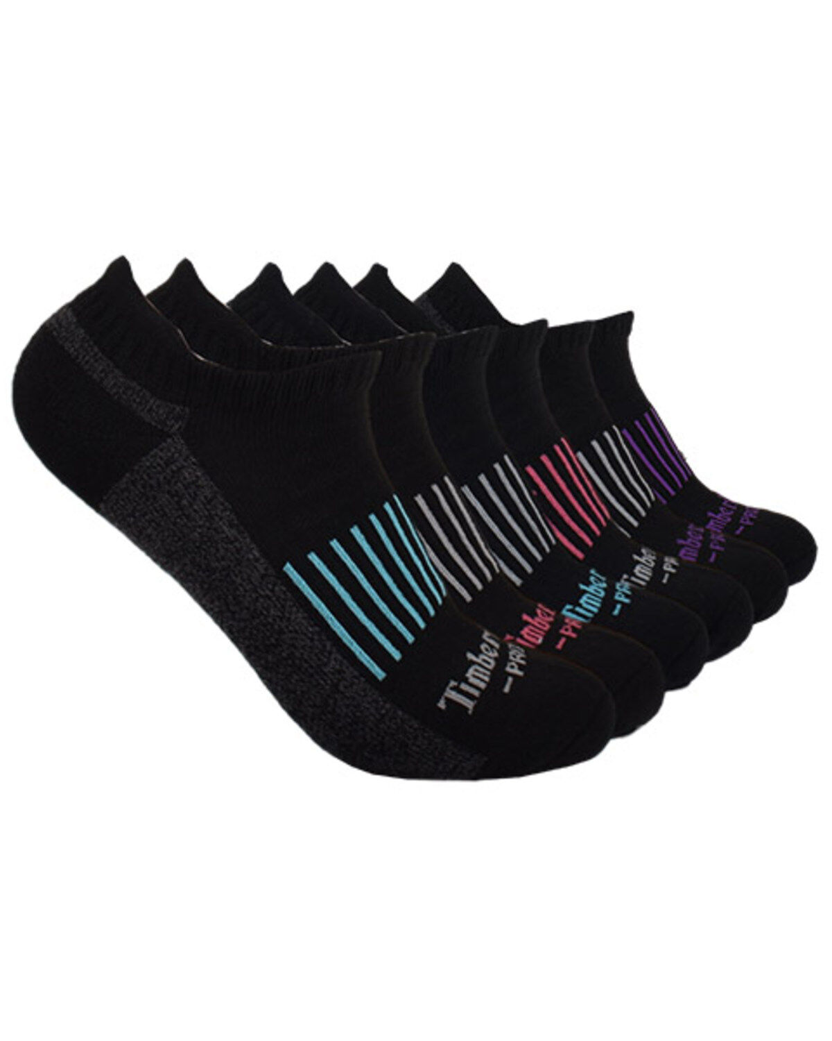 Image #3 - Timberland PRO Women's Contrast Logo No-Show Socks - 6 Piece, Black, hi-res