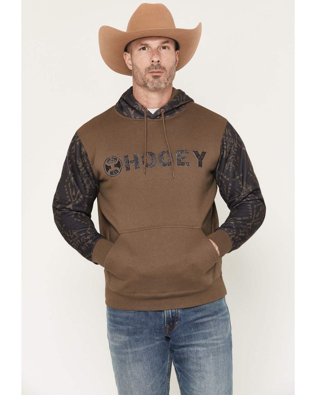 Image #1 - Hooey Men's Legendary Southwestern Hooded Sweatshirt, Brown, hi-res