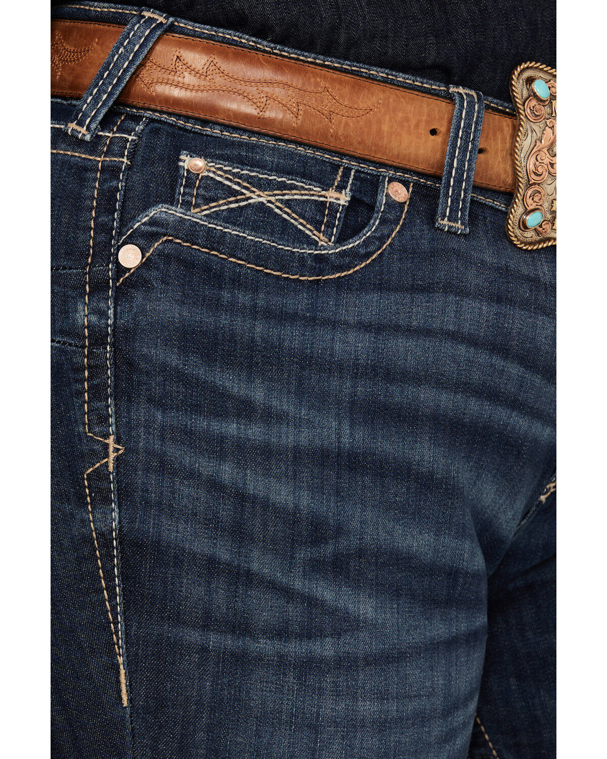 Image #2 - Ariat Women's Dark Wash Mid Rise Everlee Stretch Straight Jeans - Plus, Dark Wash, hi-res