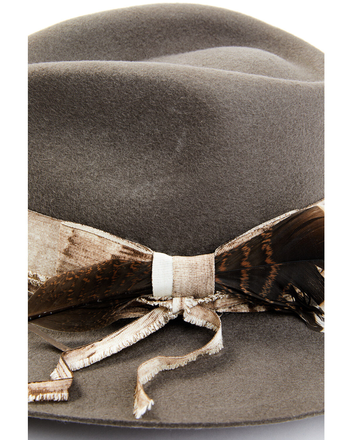 Image #2 - Shyanne Women's Distressed Mirando Ribbon Band Wool Felt Western Hat , Grey, hi-res
