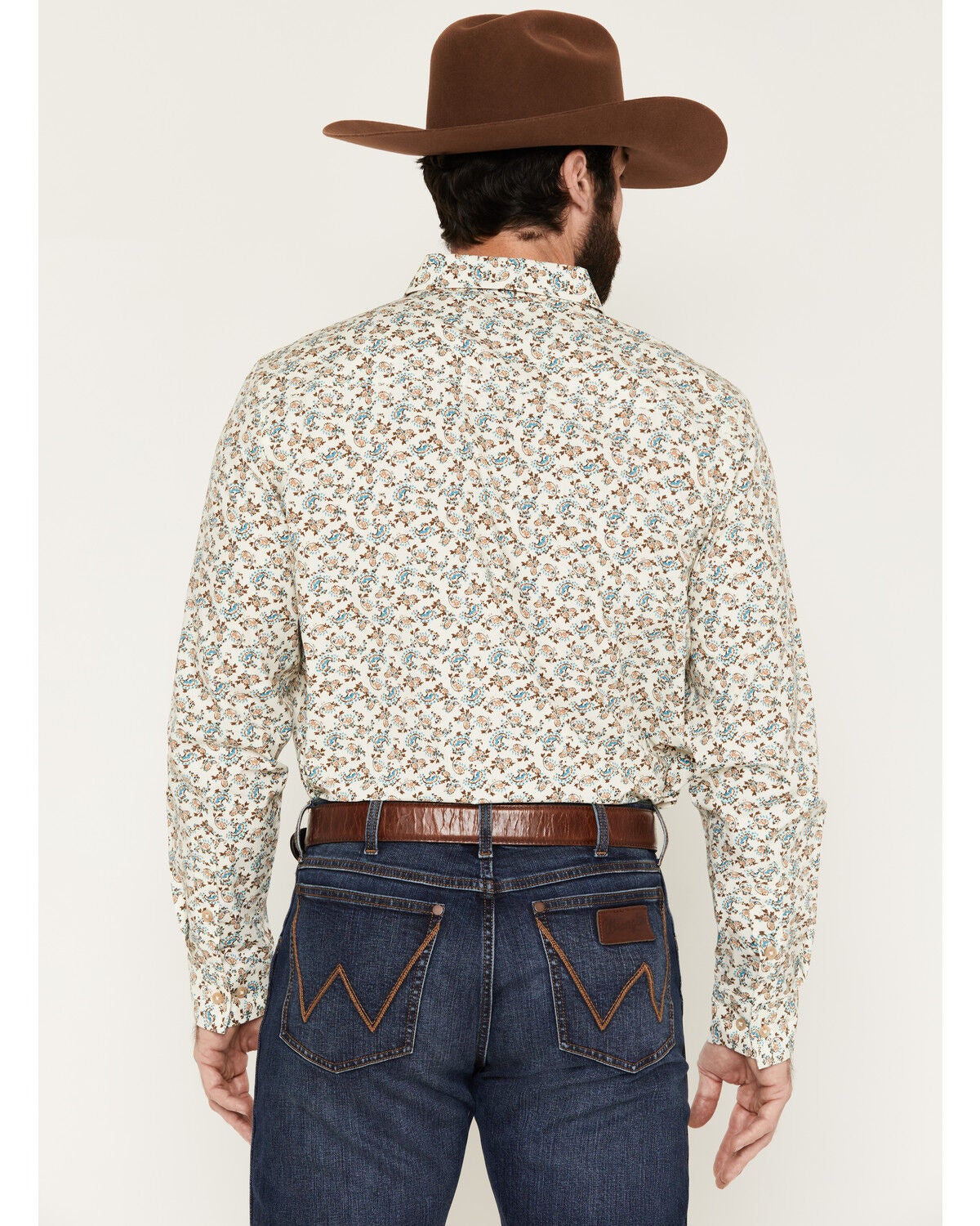 Image #4 - Gibson Trading Co Men's Antique Bloom Paisley Print Long Sleeve Button-Down Western Shirt, White, hi-res