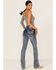 Grace in LA Women's Sequin Flap Pocket Light Wash Bootcut Jeans, Blue, hi-res