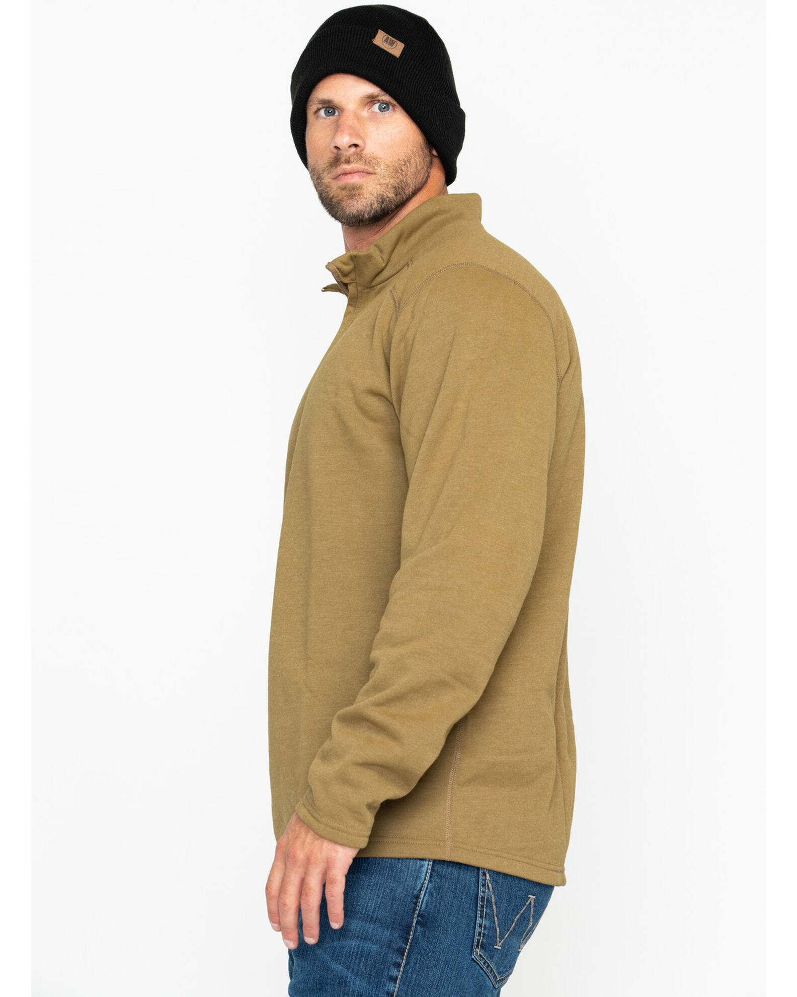 NSA Drifire Men's FR Mock Zip Fleece Work Pullover, Brown