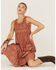 Cleo + Wolf Women's Textured Floral Midi Dress, Brick Red, hi-res