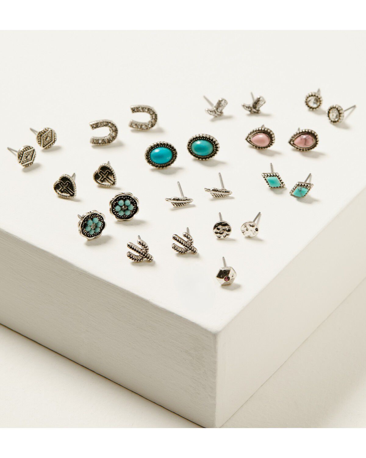 Shyanne Women's Cowgirl Earrings Set - 25 Piece, Silver, hi-res