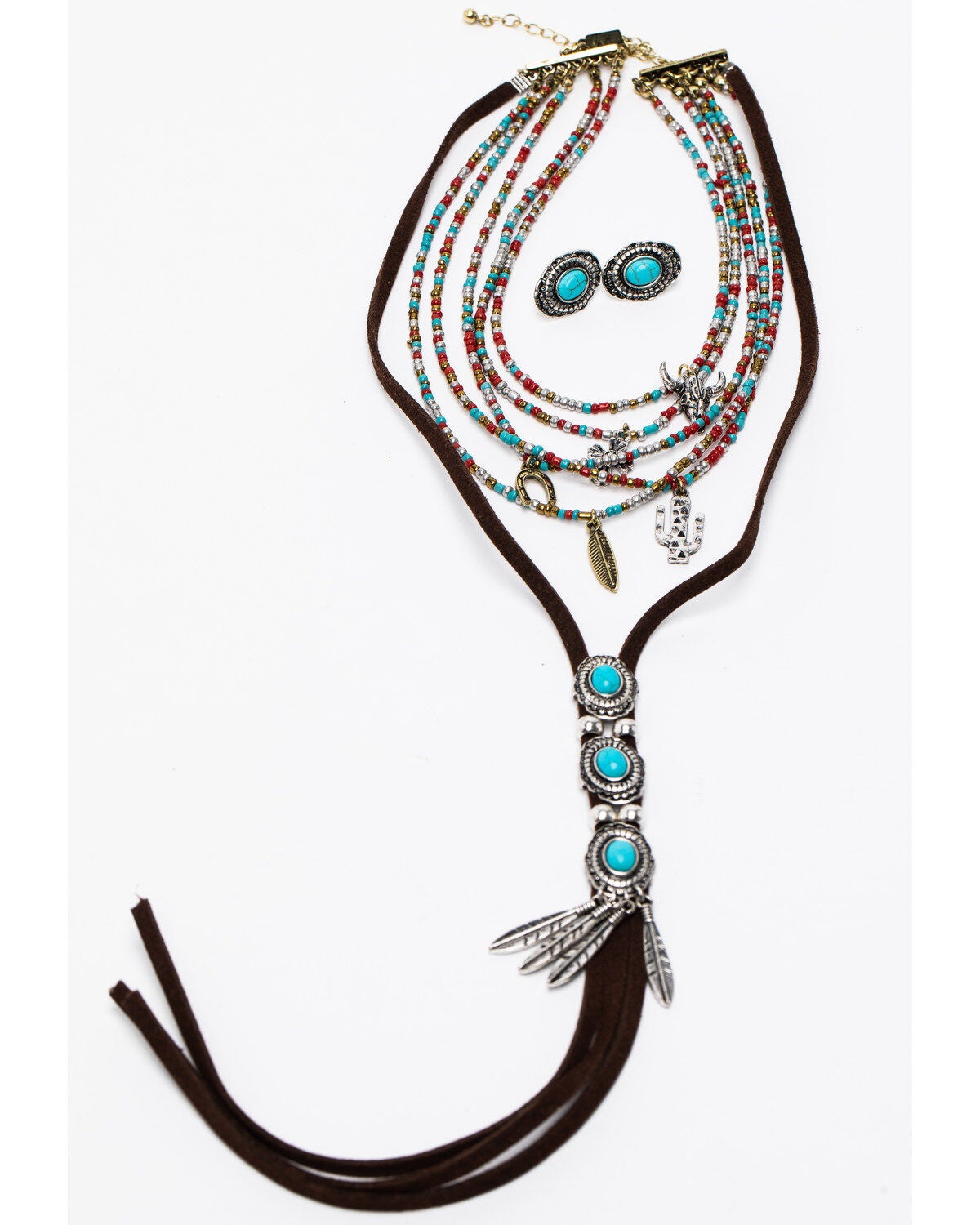 Image #1 - Shyanne Women's Summer Escape Bead Layered Choker Stone Jewelry Set, Silver, hi-res