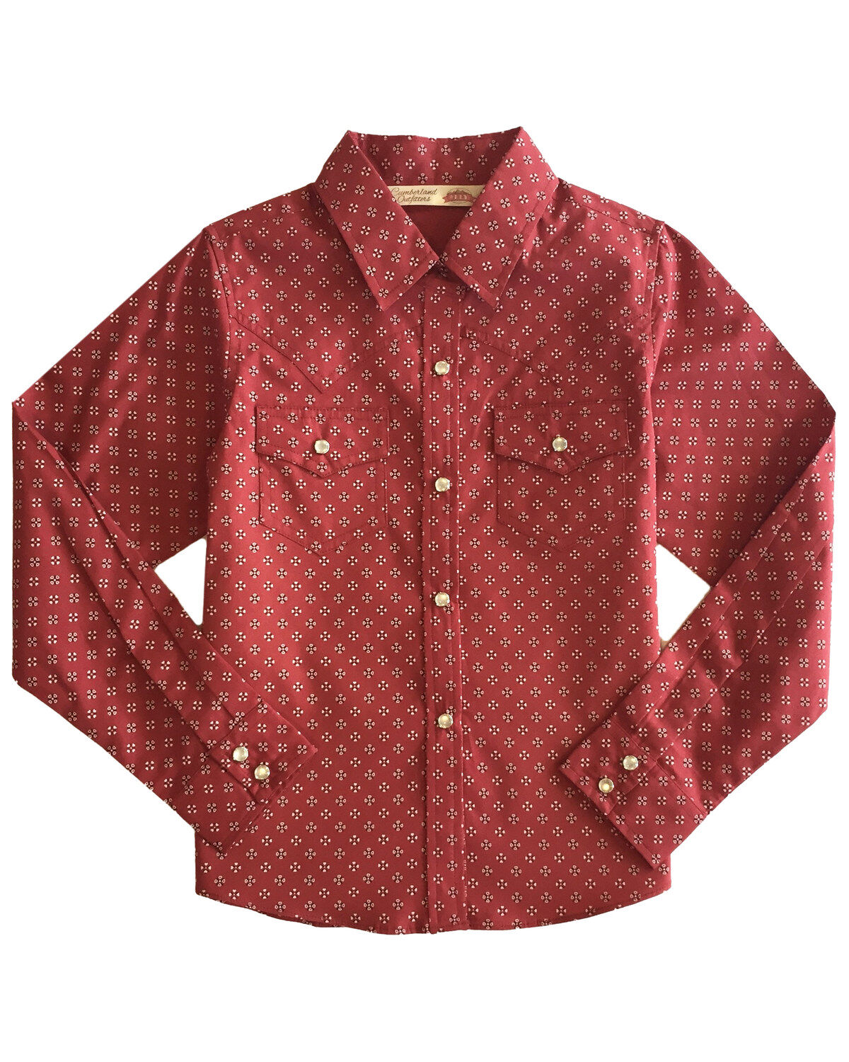 Image #1 - Cumberland Outfitters Girls' Mini Bandana Print Snap Long Sleeve Western Shirt, , hi-res