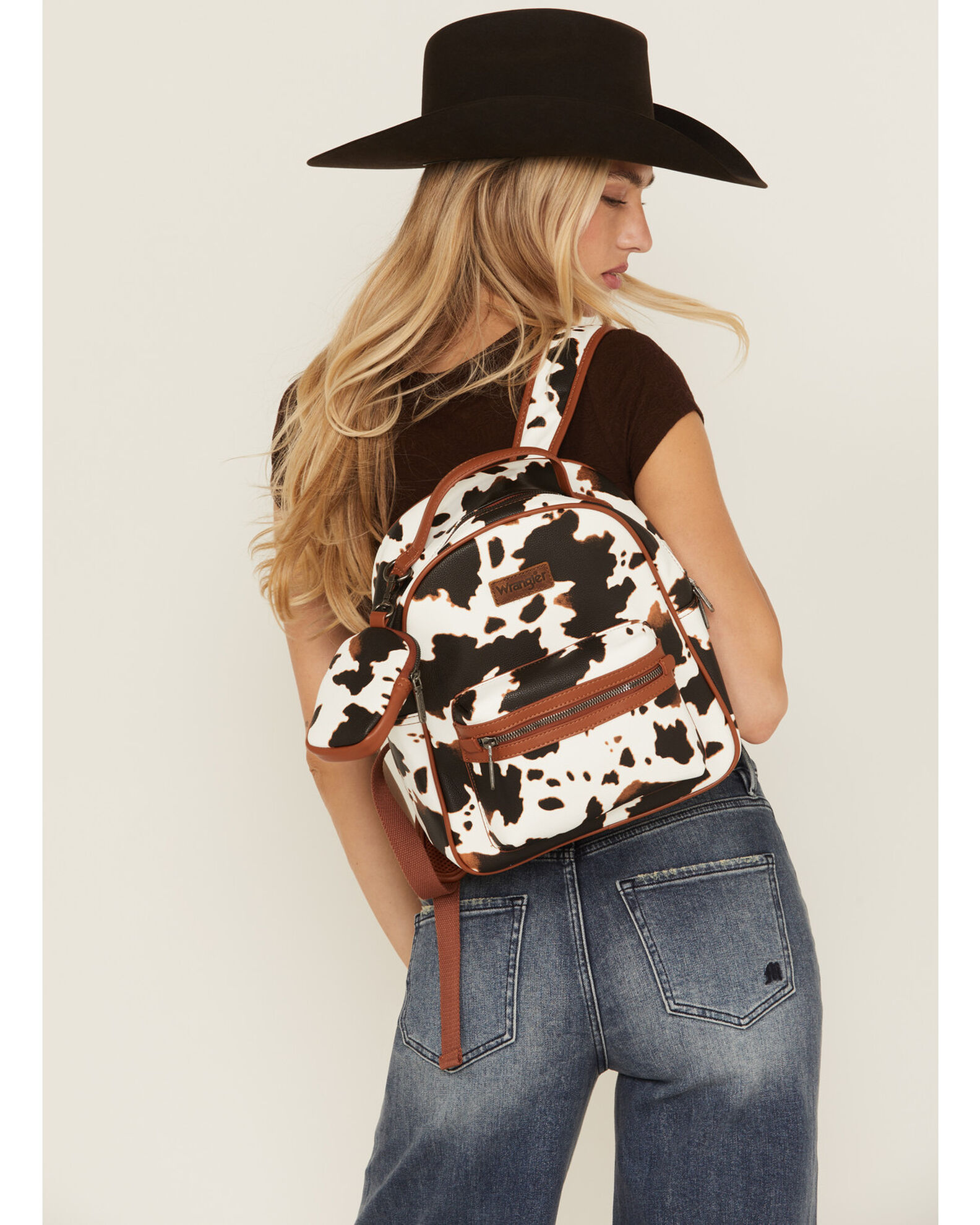 Cow print mini backpack clearance