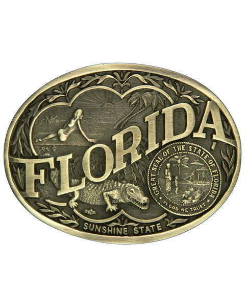Montana Silversmiths Florida State Belt Buckle, Gold, hi-res