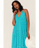 En Creme Women's Metallic Dobby Dot Maxi Dress , Teal, hi-res