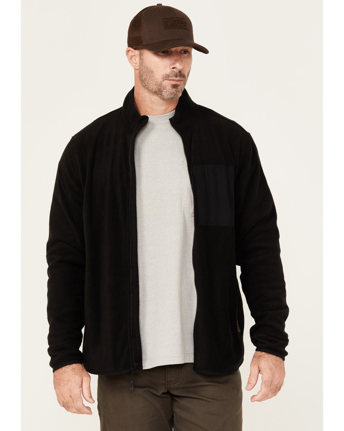 Lucky Brand Workwear Men's Solid Polar Fleece Jacket, Black, hi-res