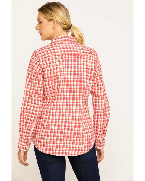 Image #2 - Ariat Women's Boot Barn Exclusive FR Talitha Plaid Long Sleeve Work Shirt , Red, hi-res