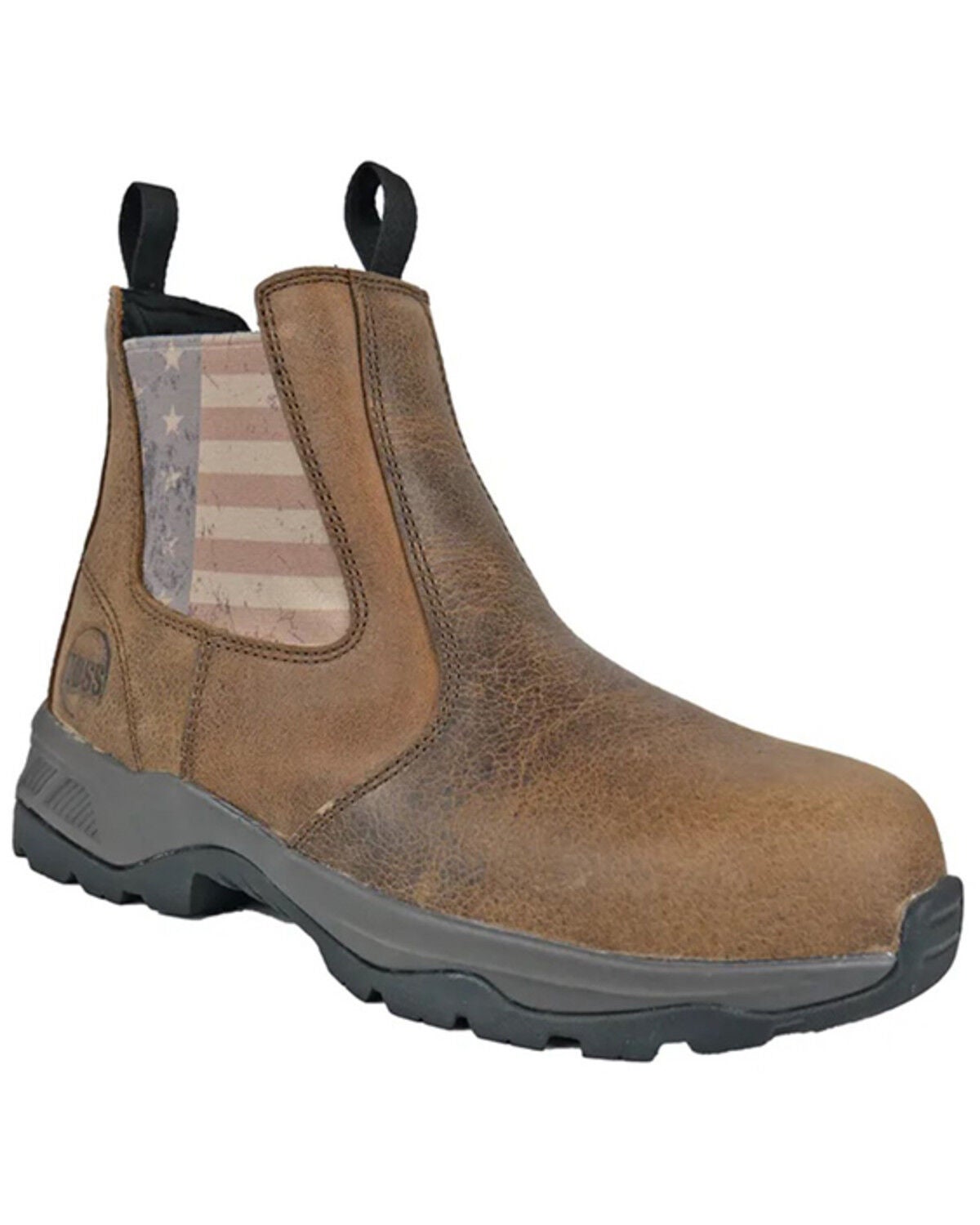 Hoss Men's Old Glory Chelsea Boots - Composite Toe, Brown, hi-res