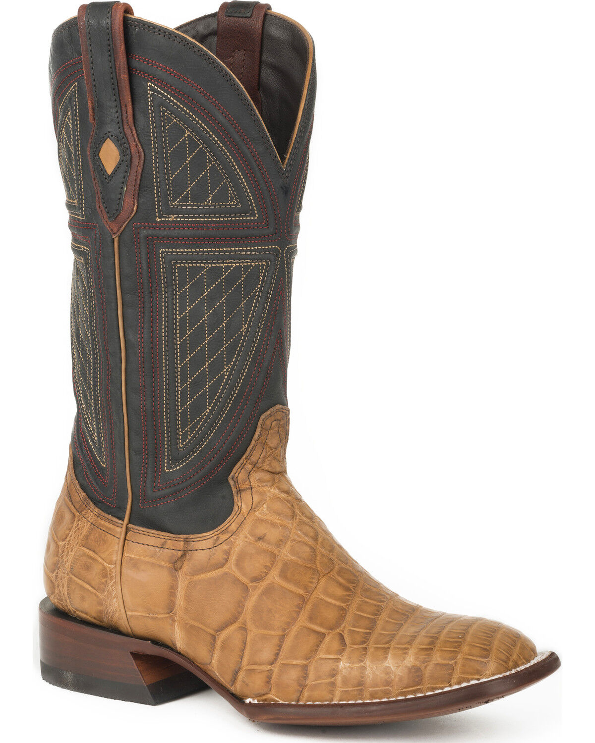 Image #1 - Stetson Men's Alligator Western Boots - Broad Square Toe, Tan, hi-res