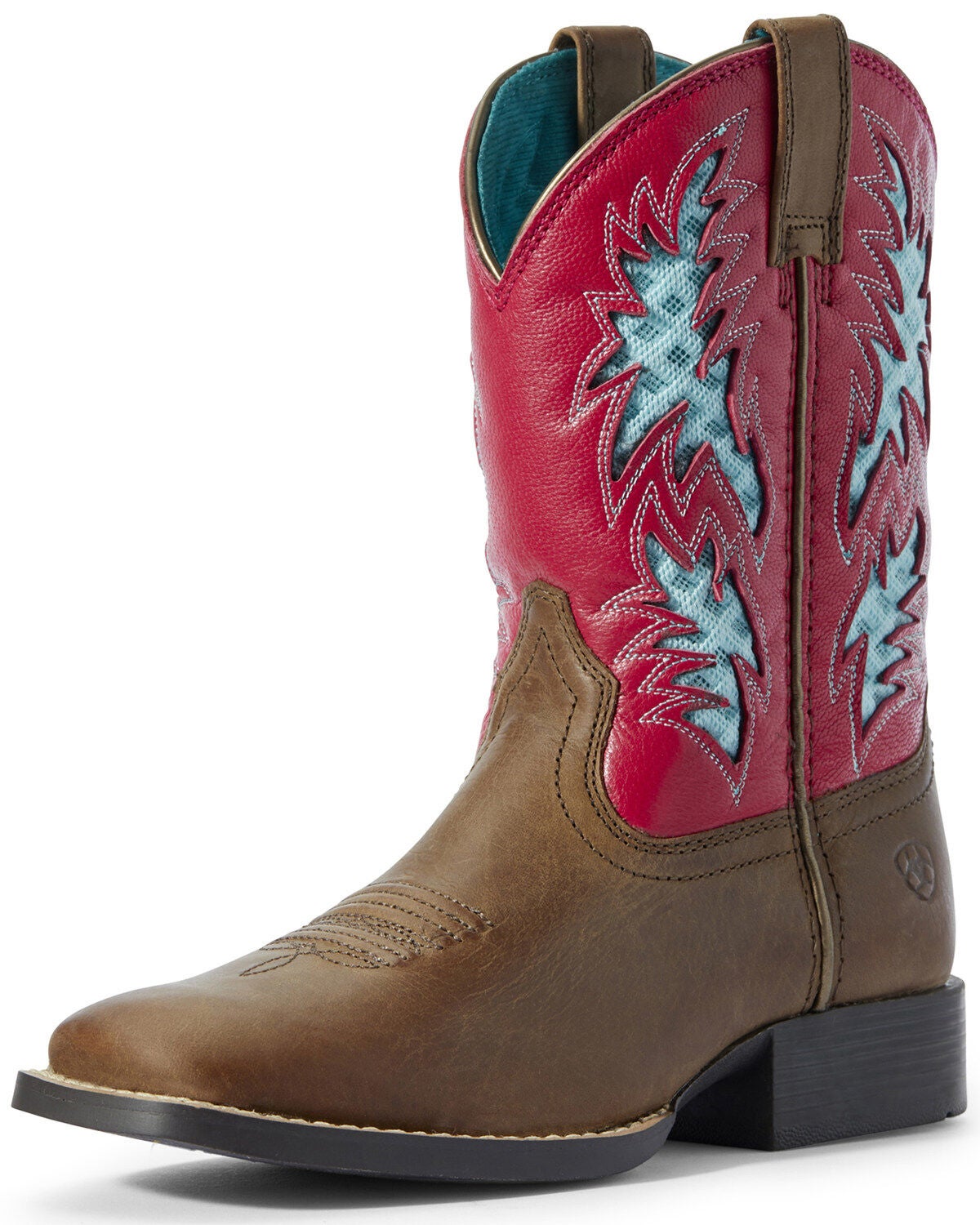 Ariat Little Girls' Homestead VentTEK Western Boots - Broad Square Toe, Brown, hi-res