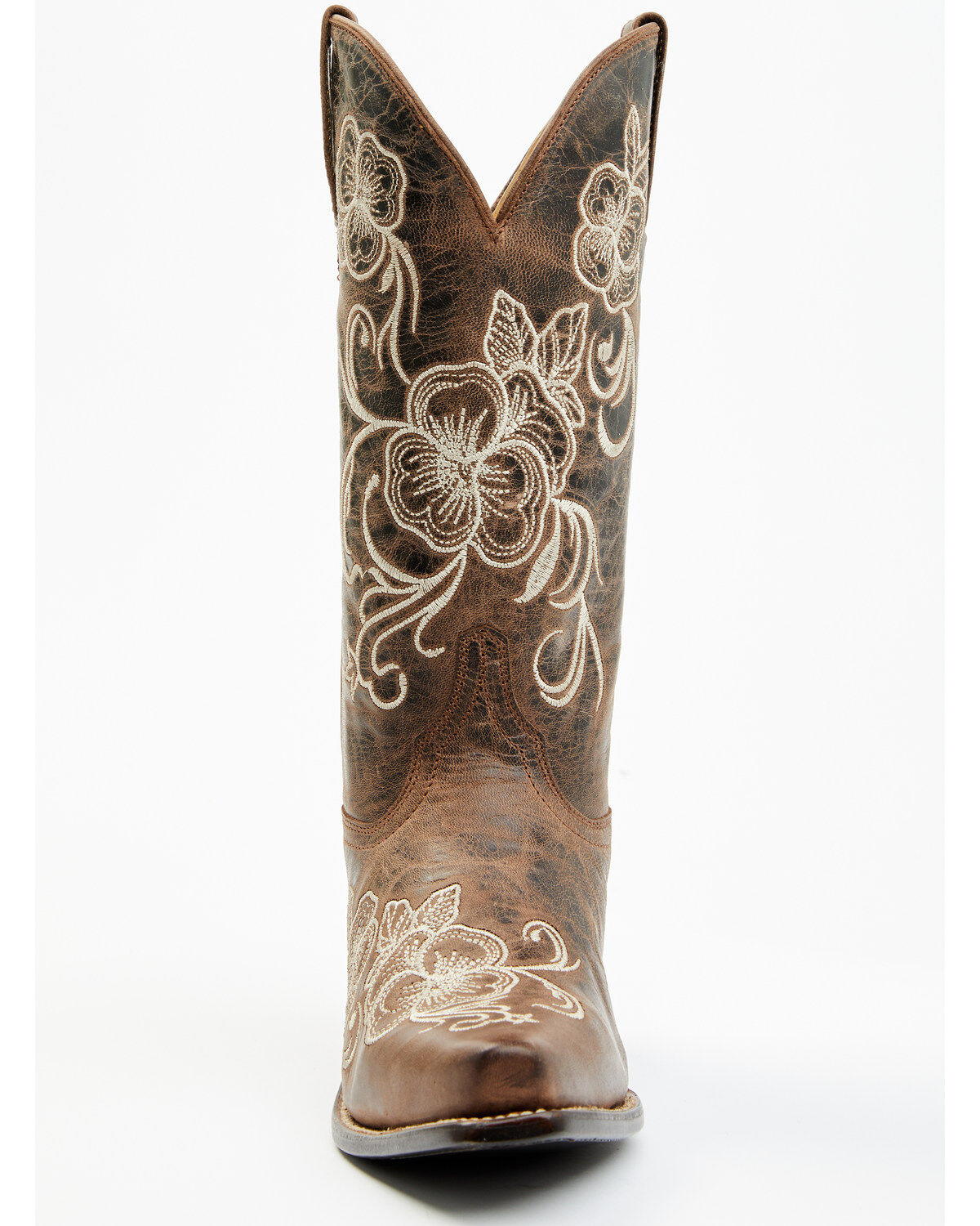 Image #4 - Shyanne Women's Lasy Floral Embroidered Western Boots - Snip Toe, Brown, hi-res