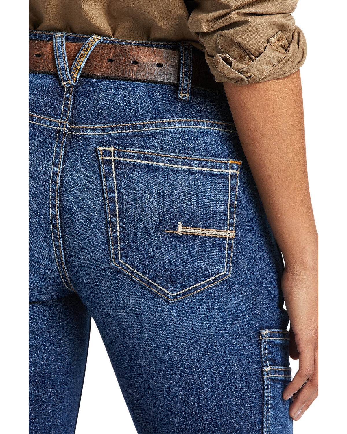 Image #5 - Ariat Women's Rebar Pilar Medium Wash Flex Riveter Bootcut Work Jeans, Blue, hi-res