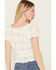 Trixxi Women's Cropped Jaquard Top, Ivory, hi-res